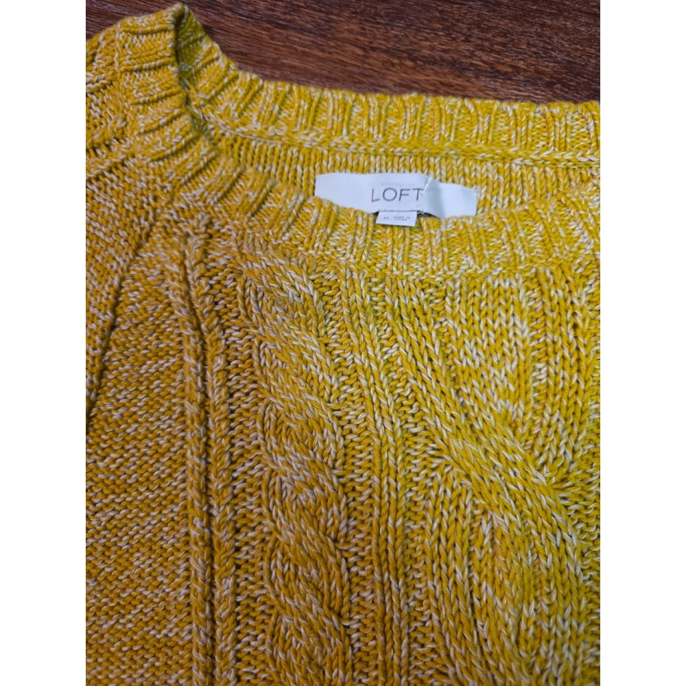 Ann Taylor Loft Yellow White Sweater size Medium - Picture 2 of 4